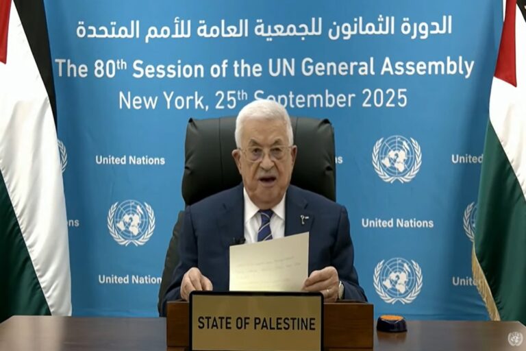 ONU: líder palestino diz que Israel comete “crime contra a humanidade”