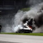 Carro de irmão de Hamilton pega fogo durante corrida em Silverstone