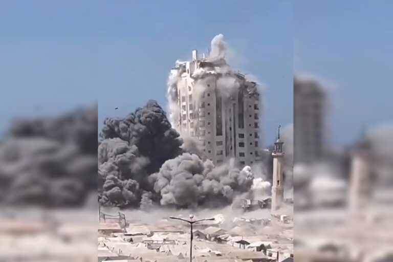 Vídeo: Israel bombardeia e derruba um dos prédios mais altos de Gaza